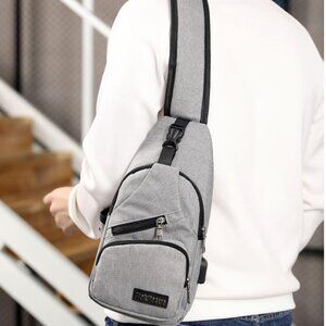 NWOT MeiJieLuo Sling Bag with USB-Charging Check Pack